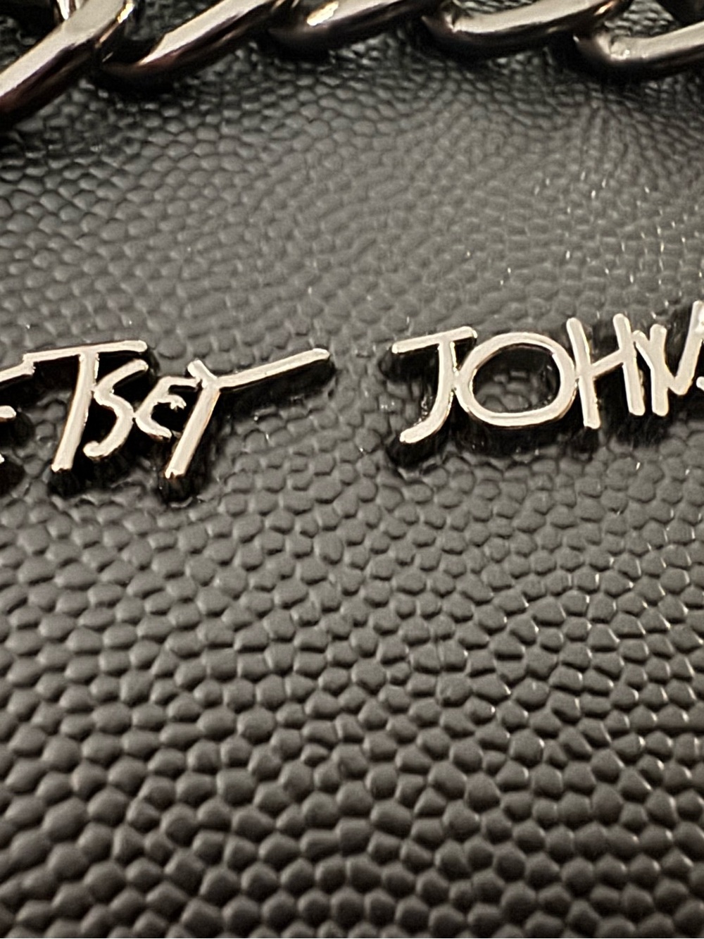 Betsey Johnson Black Scalloped Tote with Chain-Strap Detail - Picture 6 of 8